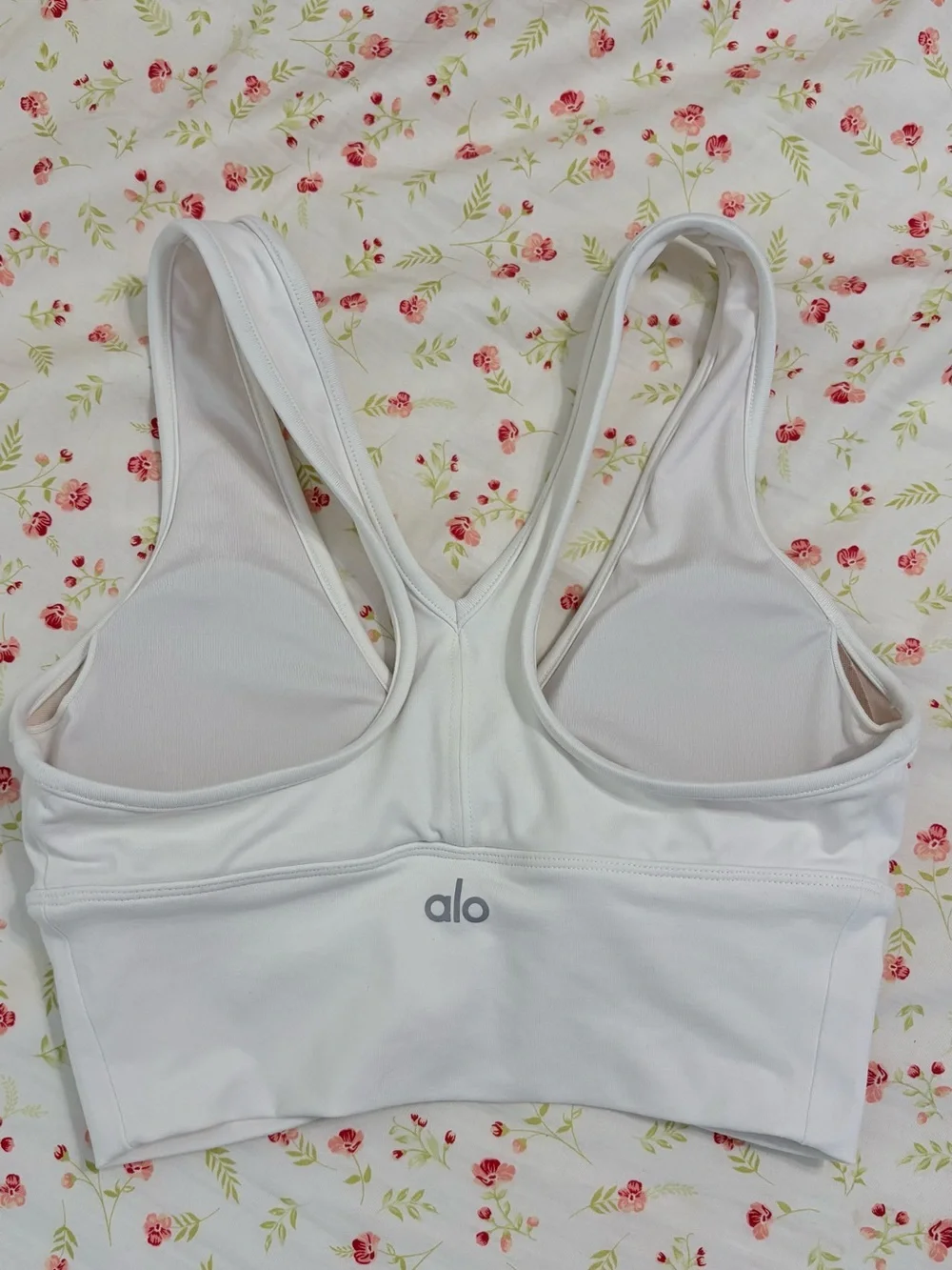 ALO Yoga Wild Thing Padded Racerback Sports Bra in white size XS